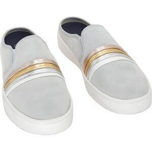 Spenco St. Barts Slip-On Mule Slides Gray Metallic Bands Women's US 9.5M